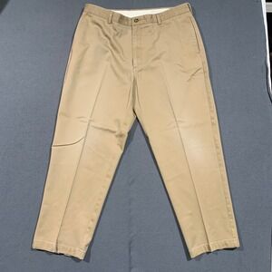 LL Bean Classic Fit Mens‎ Khaki Cotton Dress Pants 38 x 29 Actual Size 36 x 28